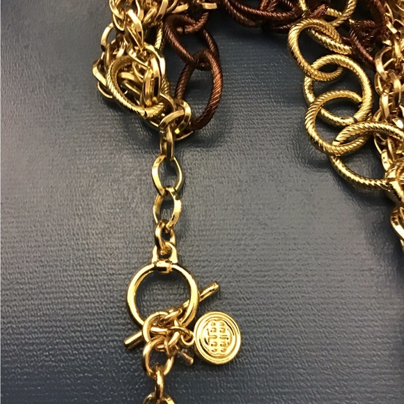 NWOT Beautiful Multiple chain Gold and Brown Necklace - Picture 3 of 5